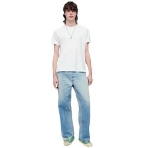 REDONE Hanes Classic Tee Men's White Short Sleeve Shirt Size Medium